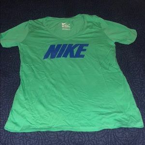 Nike - Green V Neck Shirt - L